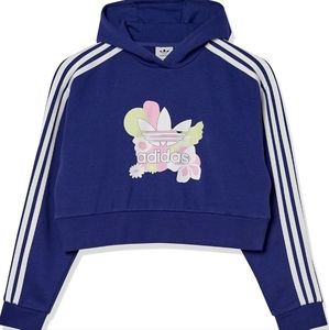 Adidas Girl's Cropped Logo Hoodie